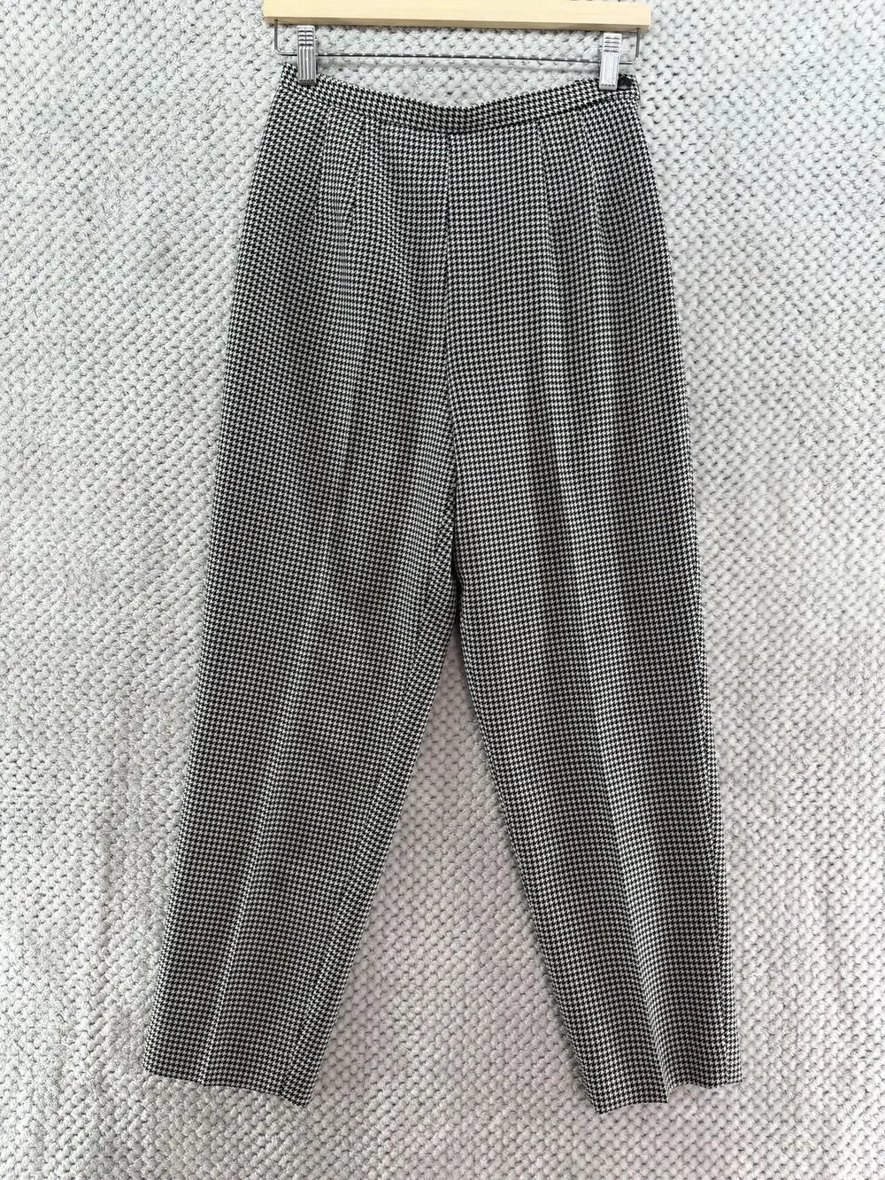 VTG Talbots Petite Wool Trouser Pants Womens 6P Black White Houndstooth Lined